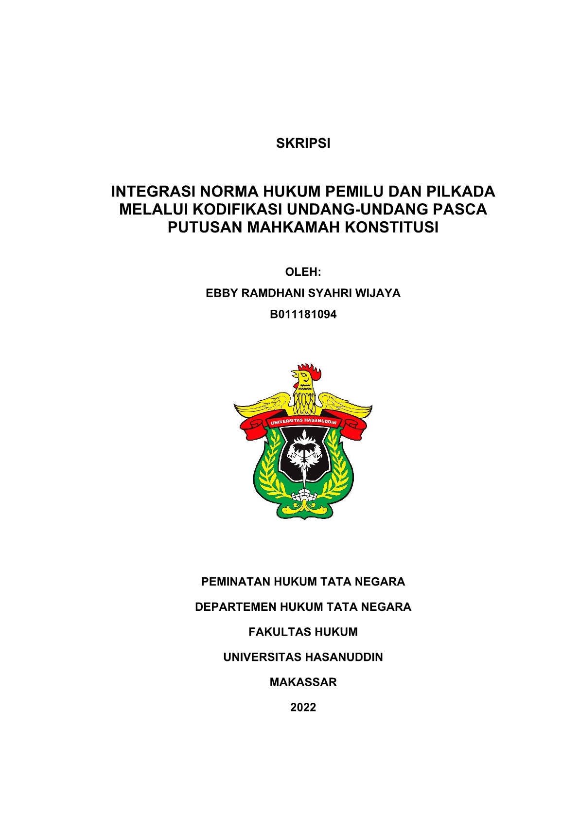 Integrasi Norma Hukum Pemilu Dan Pilkada Melalui Kodifikasi Undang ...